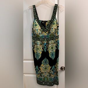 INC International Concepts Black and Teal Midi Dress